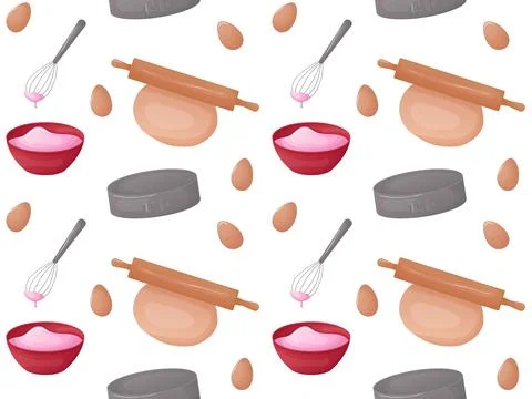 Seamless cake recipe pattern. Background Ilustración de archivo