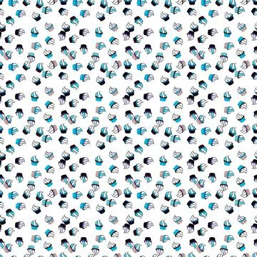 Seamless cakes pattern. Food elements colorful repeated sketch on blue, black an Stock Illustration