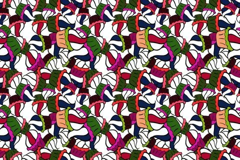 Seamless cakes pattern. Food elements colorful repeated wallpaper on green, blac イラスト素材