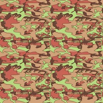 Seamless Camouflage Pattern in Brown Green background. Modern clothing styl.. Stock Illustration