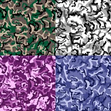 Seamless camouflage pattern in four color schemes. Stock Illustration