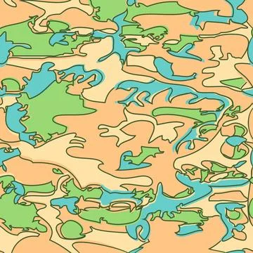Seamless Camouflage Pattern in Green Blue Beige background. Modern clothing.. Stock Illustration