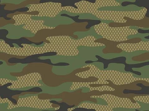 Seamless camouflage pattern military texture. Vector. Print Stock Illustration