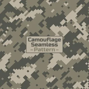 Seamless camouflage patterns in pixel style Stock Illustration