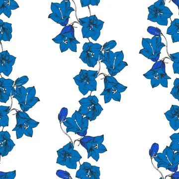 Seamless campanula pattern Stock Illustration