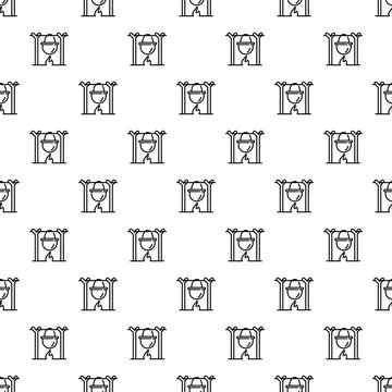 Seamless camping cooking pattern with campfire cauldron Stock Illustration