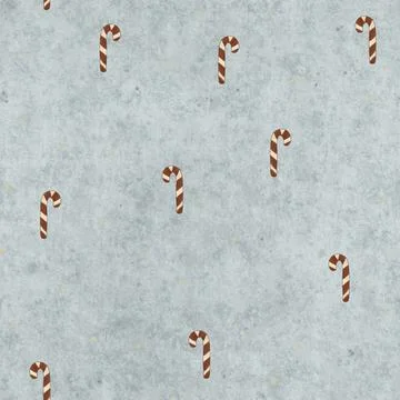 Seamless Candy Cane Christmas Pattern on Textured Icy Blue Background Stockillustratie