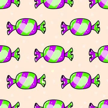 Seamless candy pattern with heart motif and vibrant colors Stock Illustration