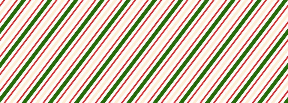 Seamless candy stripe pattern with diagonal red and green lines. Cane pattern Stock Illustration