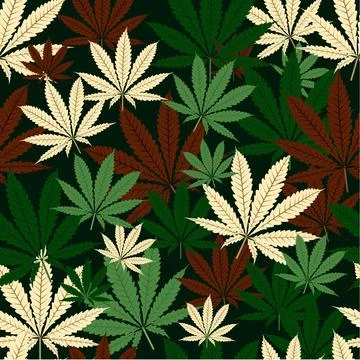 Seamless Cannabis Leaf Pattern in Earth Tone Colors Stock Illustration