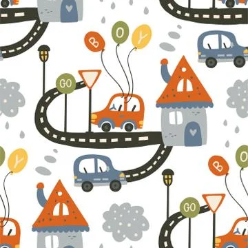 Seamless car pattern background. Stock Illustration