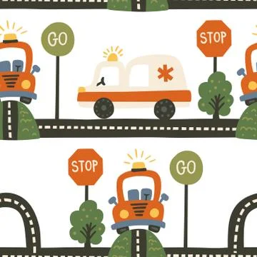 Seamless car pattern background. Stock Illustration