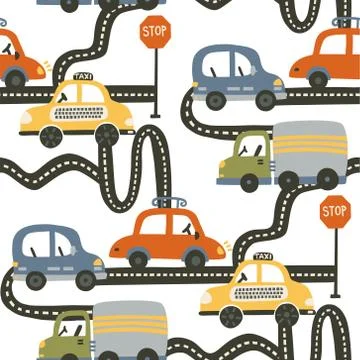 Seamless car pattern background. Stock Illustration