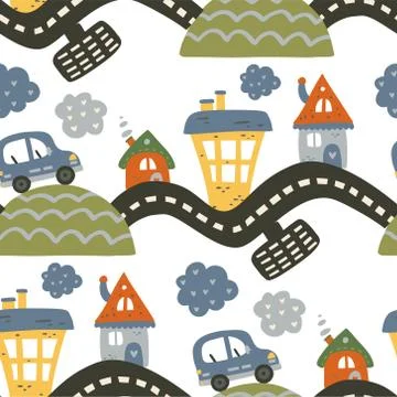 Seamless car pattern background. Stock Illustration