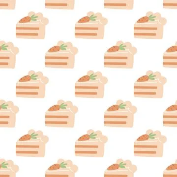 Seamless carrot cake pattern in cute flat style with soft colors. Perfect for Ilustración de archivo