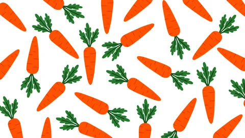 Seamless Carrot Pattern Motion Graphic Background Fresh Orange Vegetable Ani Stock Footage 346257866