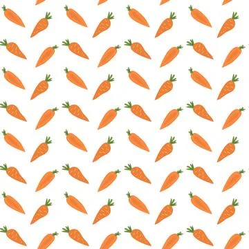 Seamless carrot pattern with orange carrots on white background Stock Illustration