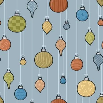 Seamless Cartoon Baubles Background Stock Illustration