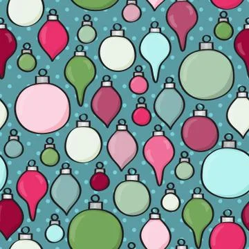 Seamless Cartoon Baubles Background Stock Illustration