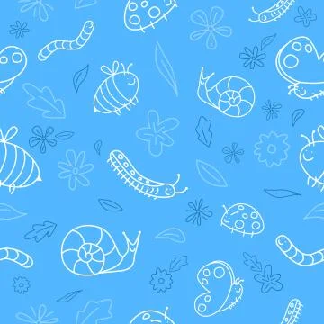 Seamless cartoon bugs Stock Illustration