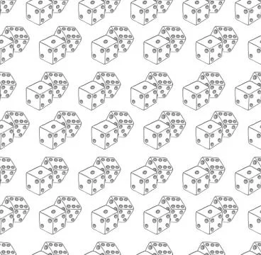 Seamless cartoon dice pattern on the white background Stock Illustration