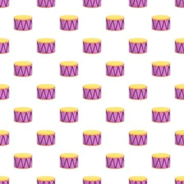 Seamless cartoon drum pattern creating musical background Stock Illustration