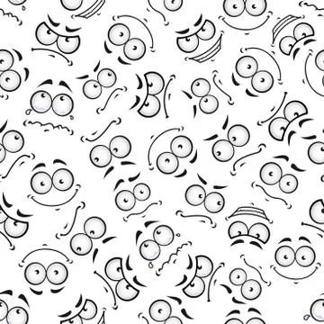 Seamless cartoon emoticon faces pattern Ilustración de archivo