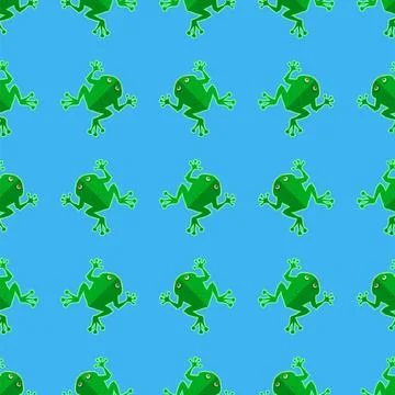 Seamless Cartoon Frog Pattern Seamless Cartoon Frog Pattern. Animal Blue B... 写真素材