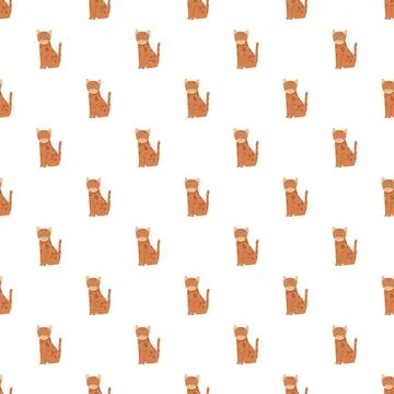 Seamless cartoon ginger cat pattern repeating illustration background 스톡 일러스트