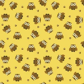 Seamless cartoon owl pattern Stock Illustration