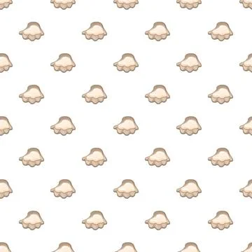 Seamless cartoon oyster shells pattern on white background イラスト素材