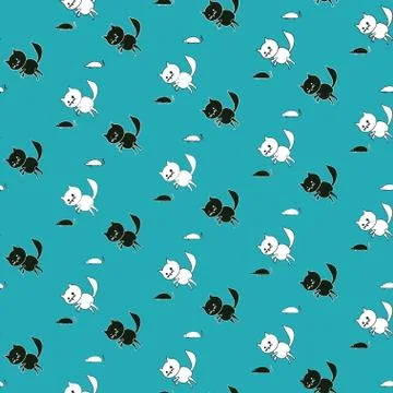 Seamless cartoon pattern with cats and mice Stock Illustration