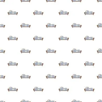 Seamless cartoon pattern featuring vintage style sofa Stock Illustration