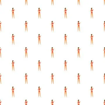 Seamless cartoon pattern featuring a woman in bikini Stock Illustration