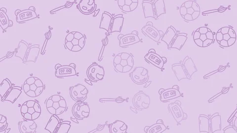 Seamless cartoon pattern on a light purple base. Ideal for childrens products 스톡 동영상 334517248