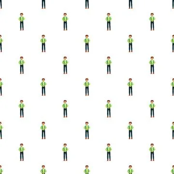 Seamless cartoon pattern with man character repeating Illustrazione stock