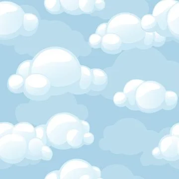 Seamless Cartoon Stylized Clouds Texture. Seamless Pattern sky Stock Illustration