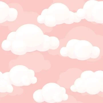 Seamless Cartoon Stylized pink Clouds Texture. Seamless Pattern sky Stock Illustration