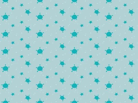 Seamless cartoon virus pattern in teal. This medical vector background is per Stock Illustration