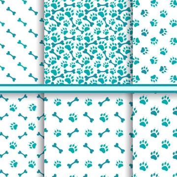 Seamless cat animal patterns of paw footprint 스톡 일러스트