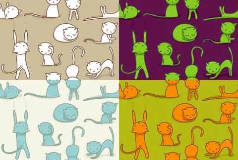 Seamless cat doodle Stock Illustration