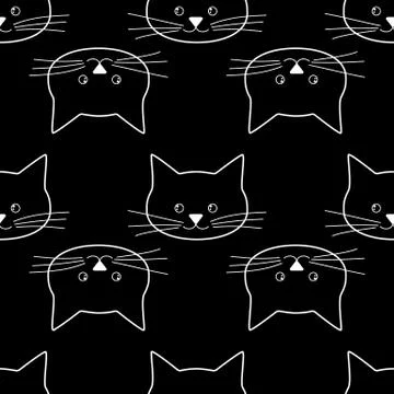 Seamless of cat faces Stock Illustration