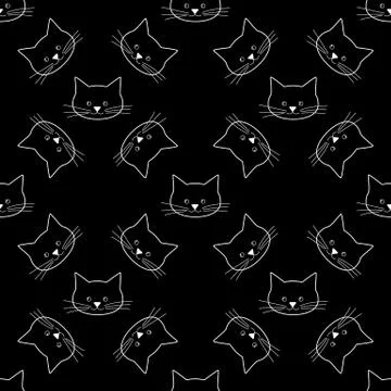 Seamless of cat faces Stock Illustration