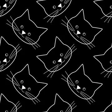 Seamless of cat faces Stock Illustration