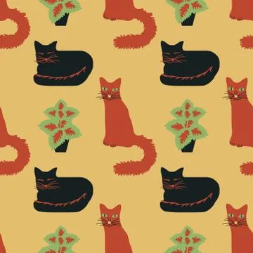 Seamless cats pattern Stock Illustration