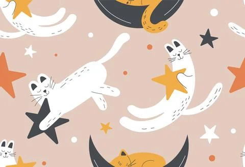 Seamless cats pattern Stock Illustration