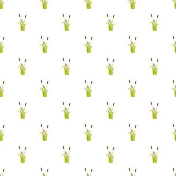 Seamless cattail pattern representing aquatic wetland plants Stock Illustration