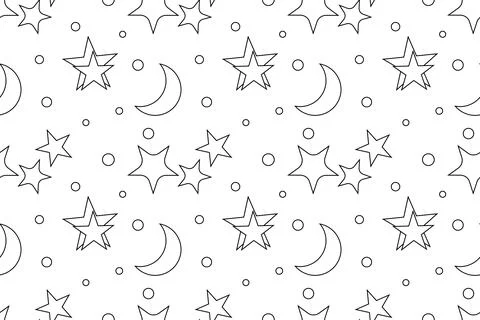 Seamless celestial coloring pattern for kids 스톡 일러스트