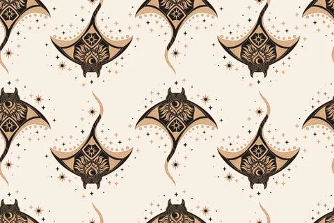 Seamless celestial esoteric pattern boho wallpaper Stock Illustration