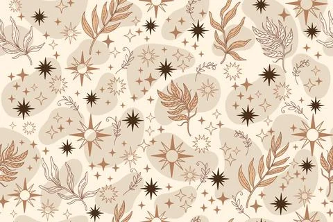 Seamless celestial esoteric pattern boho background Stock Illustration
